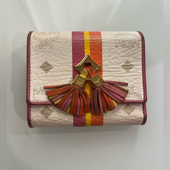 MCM Handbags - MCM White Visetos Small Trifold Wallet